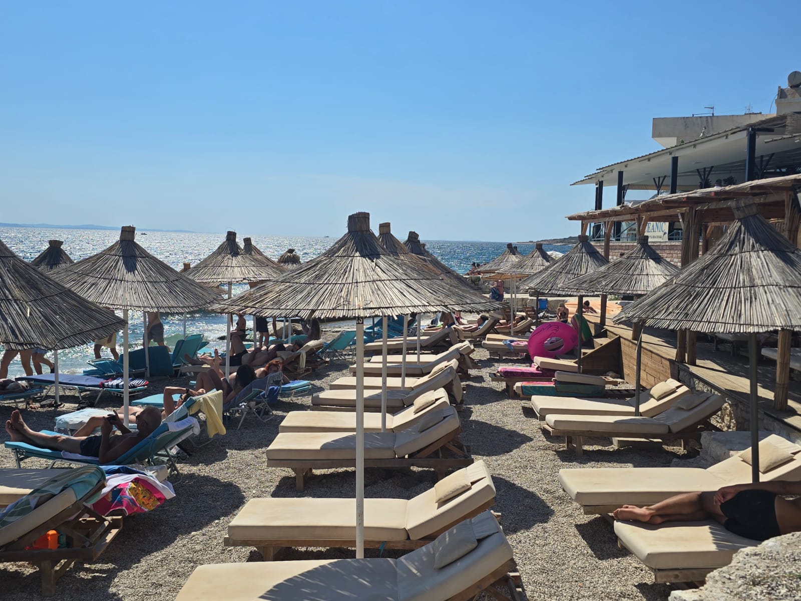 Sun loungers at Oceanic Beach